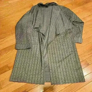 Free Press Women's Open Front Long Knit Trench Coat Gray/Black Size M